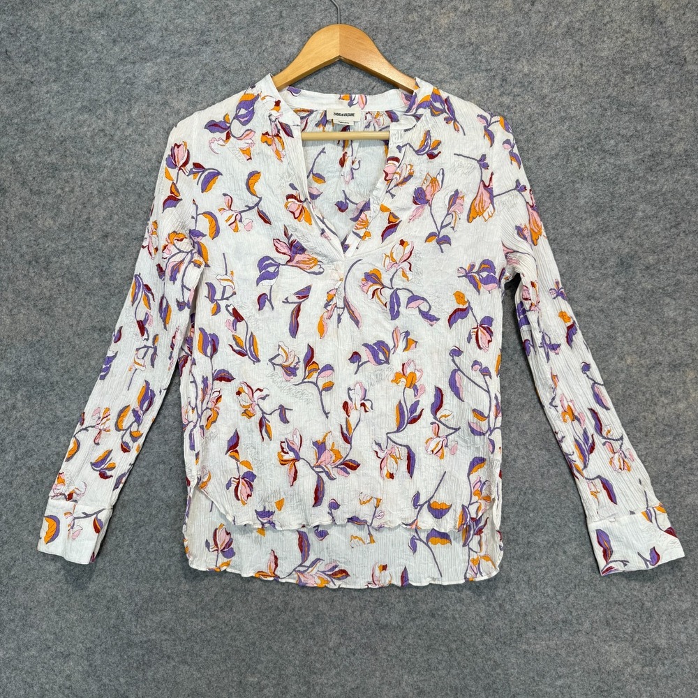 Zadig & Voltaire Tink Jac Cut Floral Blouse Women Medium Silk Blend Designer Top